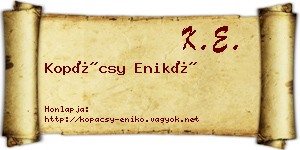 Kopácsy Enikő névjegykártya